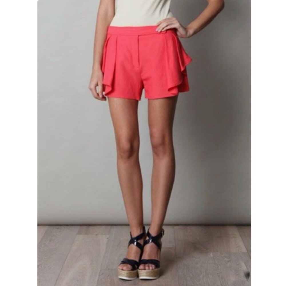 See By Chloe Coral Ruffle Wool Blend Shorts Size 4